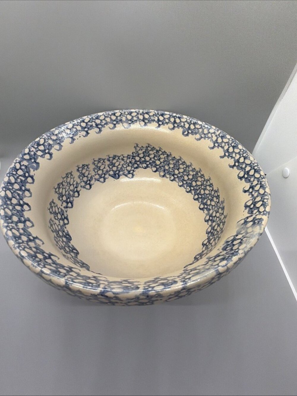 Beaumont Brothers Pottery Blue Spongeware Mixing Bowl BBP Signed